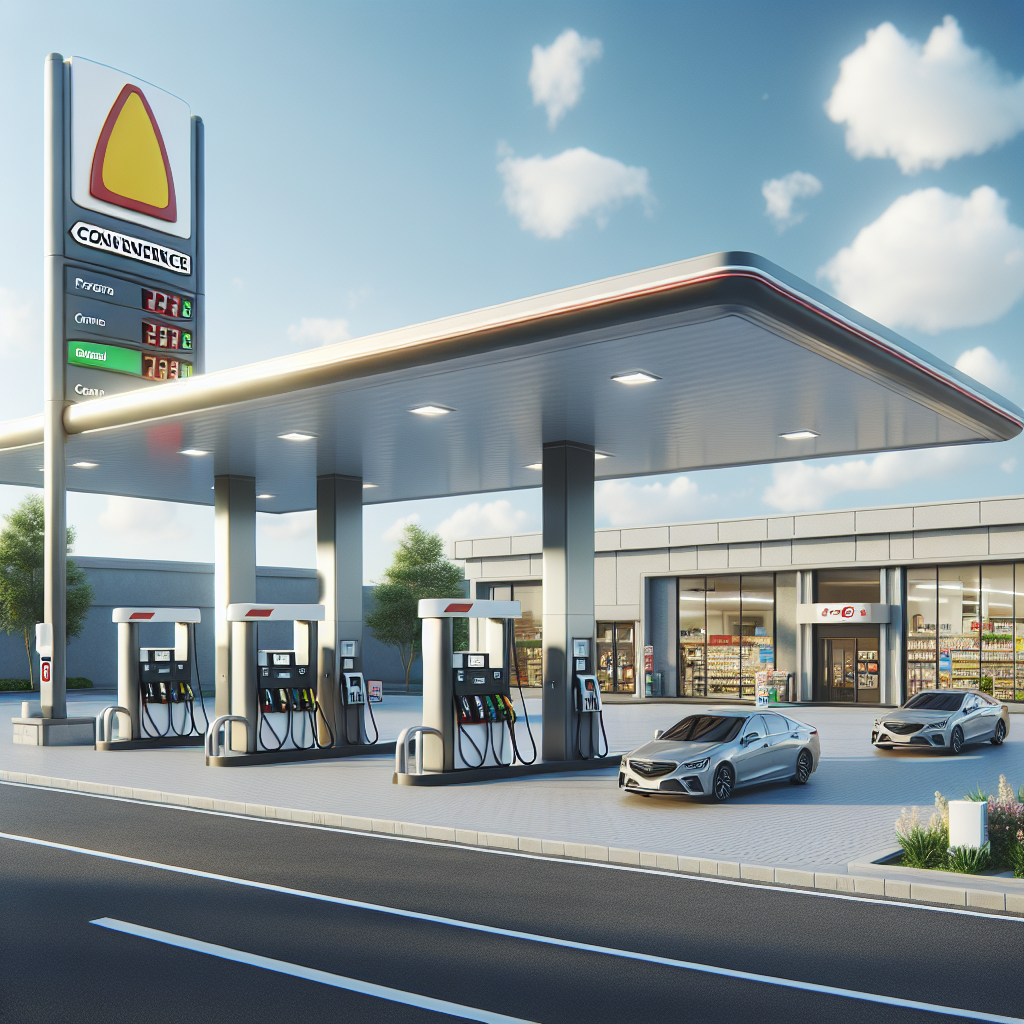 Realistic stock image of modern gas station