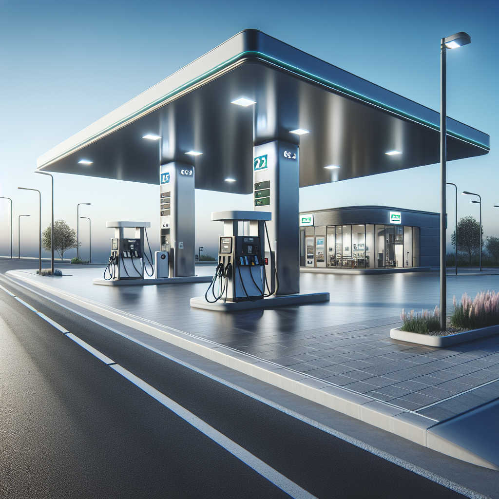 Realistic stock image of modern gas station
